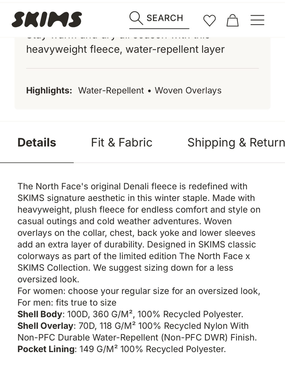 THE NORTH FACE X SKIMS
1995 DENALI FLEECE JACKET - Picture 5 of 16